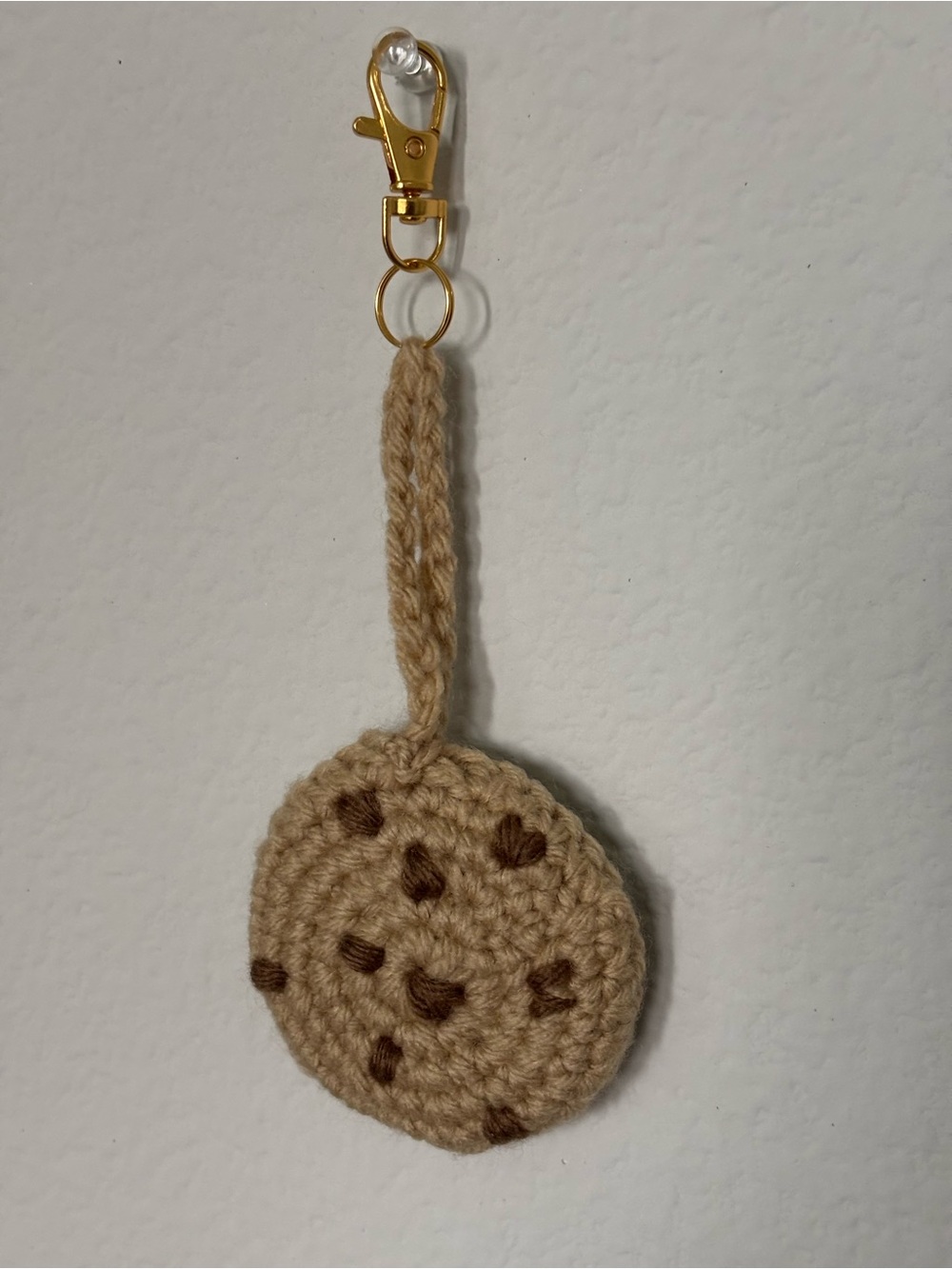 Handmade Crochet chip Cookie Keychain